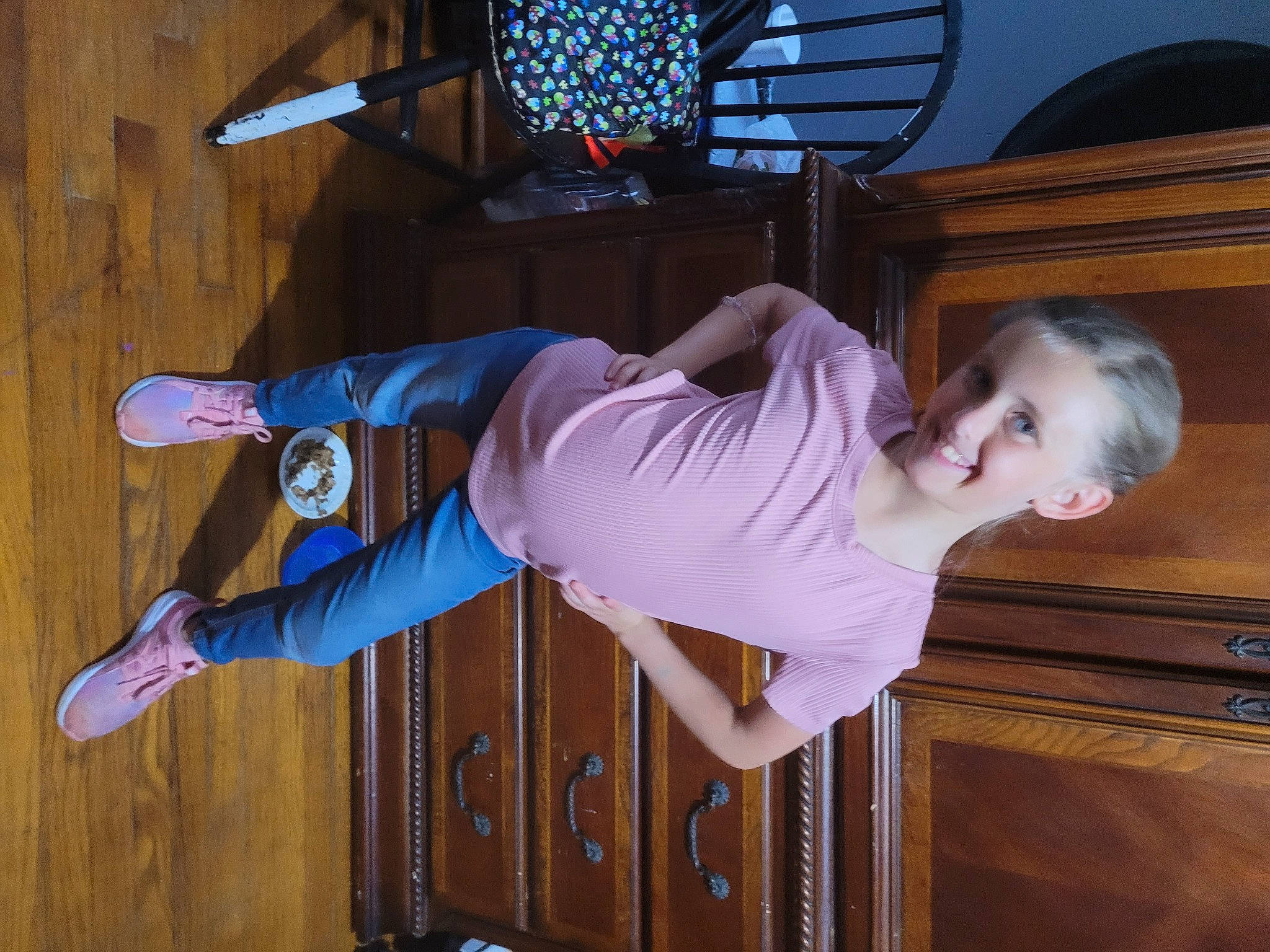 Savanna joined the competition — help win amazing prizes! baby_toddler_clothing, basketball_hoop, chair, door, electric_blue, flooring, fun, hardwood, hat, joy, knee, person, plant, purple, room, sportswear, stairs, t_shirt, toddler, varnish