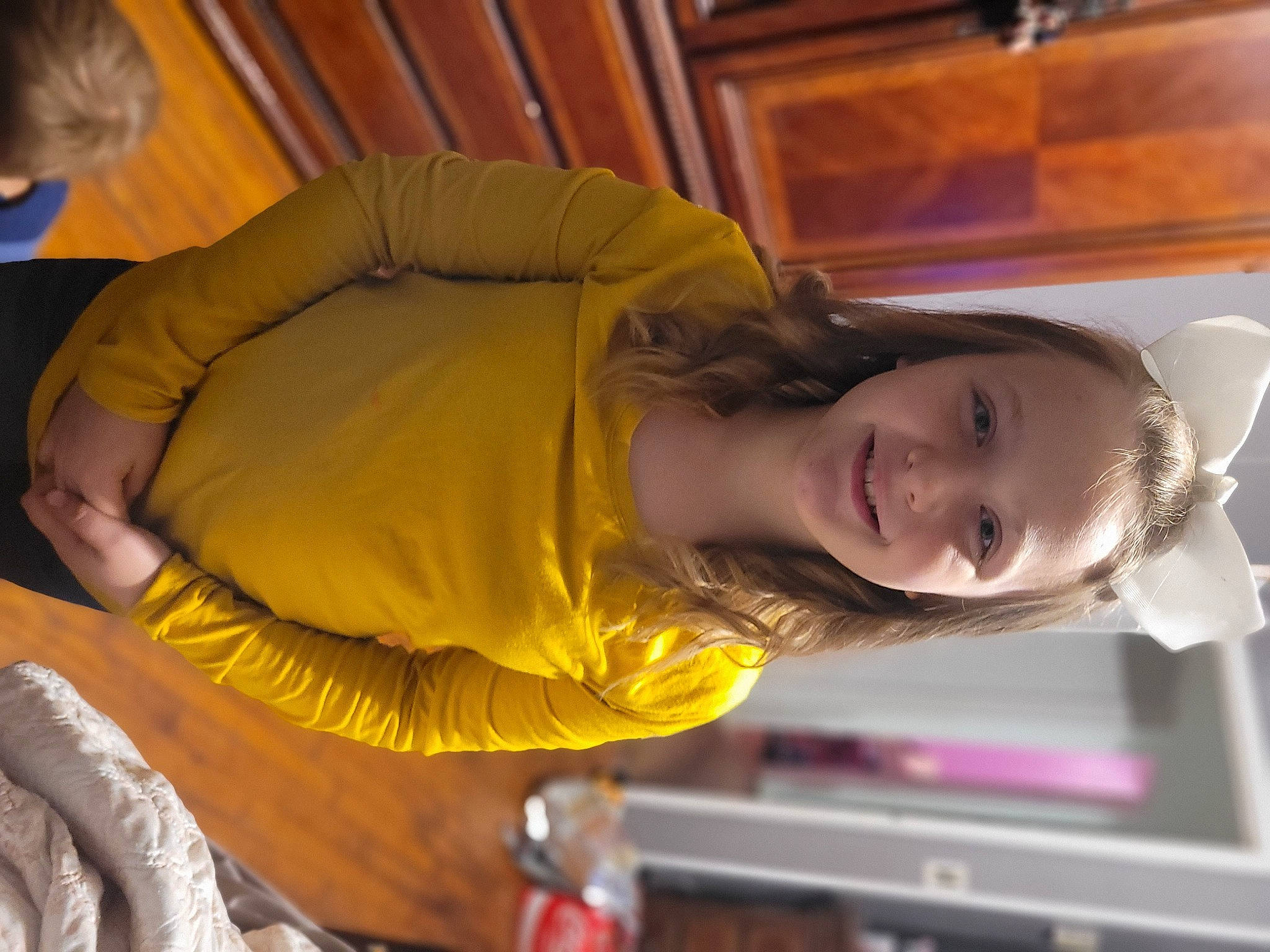 Jazmine joined the competition — help win amazing prizes! audio_equipment, child, comfort, fun, happy, home_appliance, joy, leisure, luxury_vehicle, major_appliance, mouth, person, room, smile, tree, wood