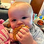 Ropyr joined the competition — help win amazing prizes! baby, child, cookie, food, hand, face, blue_eyes, blanket, basketball, indoor, person, clothing, pink_shirt, close_up, toddler, cute, infant, home, snack, comfort