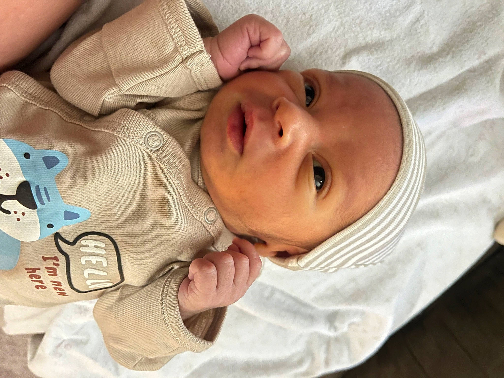 Dante is registered to the contest to win money with this photo: baby, baby_toddler_clothing, cheek, chin, comfort, eye, eyebrow, face, facial_expression, finger, gesture, head, lip, mammal, mouth, nose, person, product, skin, sleeve