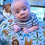 Kingston joined the competition — help win amazing prizes! baby, infant, child, pillow, animal_print, striped_shirt, curious_expression, blue_eyes, indoor, dog, blurred_background, home, cute, portrait, soft_lighting, close_up, tummy_time, plush, comfort, young_child