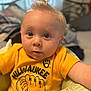 Kingston joined the competition — help win amazing prizes! baby, child, infant, face, blue_eyes, yellow_shirt, milwaukee, baby_seat, indoor, person, cute, blond_hair, portrait, expression, clothing, soft_focus, home, comfort, sitting, curious