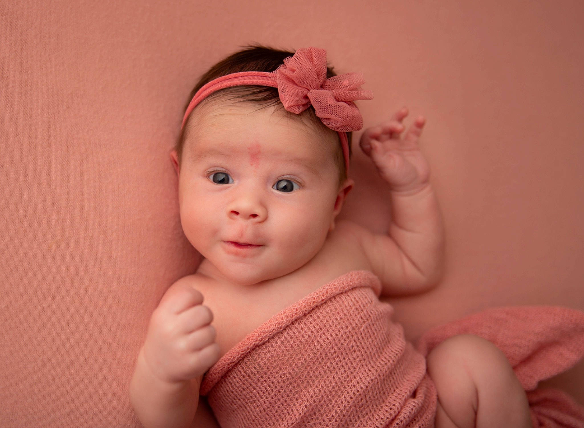 Cecelia is registered to the contest to win money with this photo: baby, baby_toddler_clothing, cheek, ear, eyebrow, eyelash, flash_photography, hair_accessory, happy, headband, headgear, headpiece, iris, lip, magenta, neck, person, pink, skin, sleeve