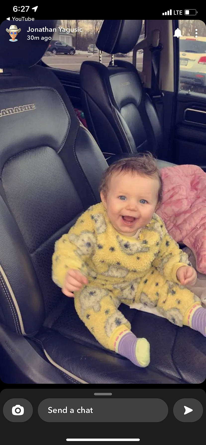 Justice is registered to the contest to win money with this photo: arm, auto_part, automotive_design, automotive_exterior, baby, baby_toddler_clothing, beauty, car_seat, car_seat_cover, cheek, comfort, head_restraint, joy, motor_vehicle, person, product, seat_belt, smile, tints_and_shades, toddler