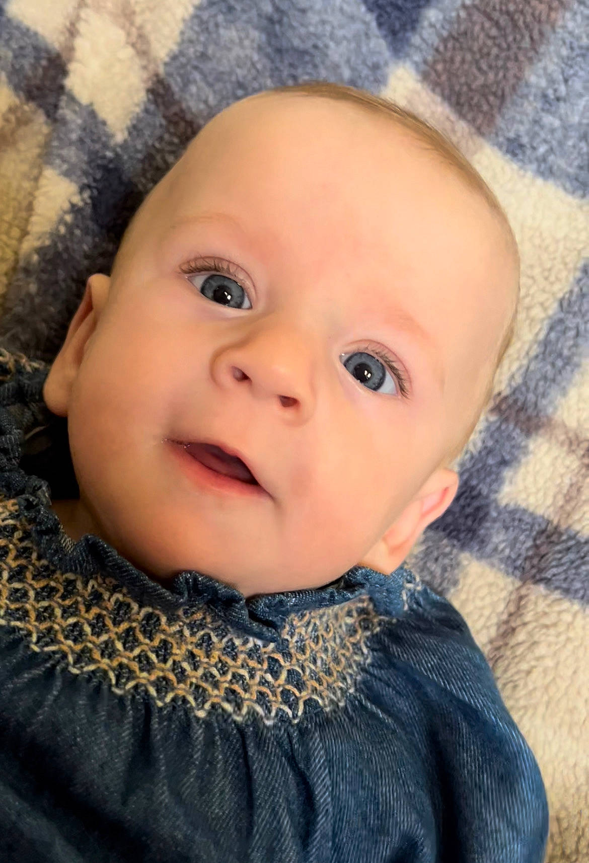 Alexandria is registered to the contest to win money with this photo: azure, baby, baby_toddler_clothing, cheek, chin, cool, eye, eyebrow, face, happy, head, iris, lip, nose, outerwear, person, skin, sleeve, smile, textile