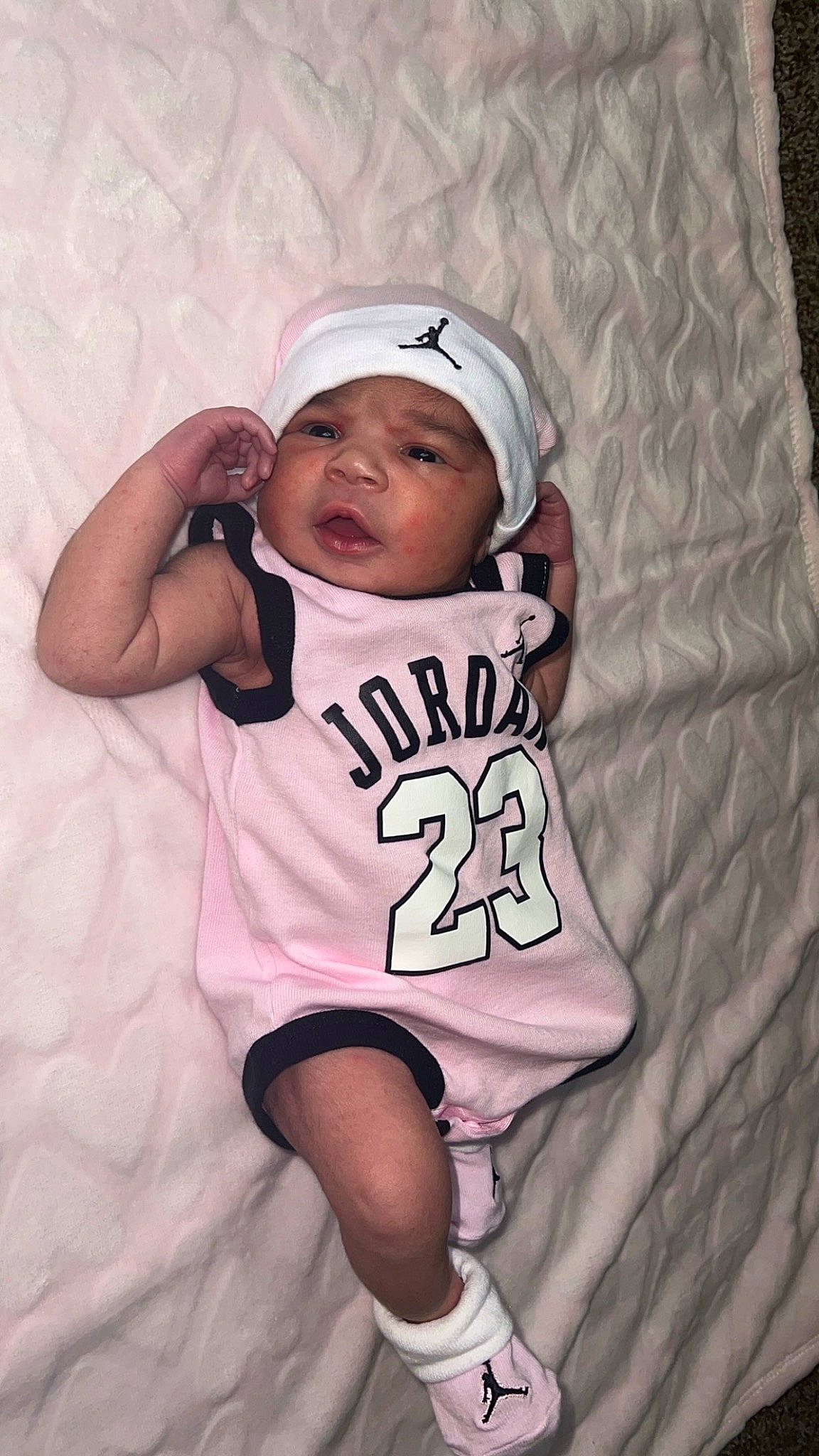 Alaia joined the competition — help win amazing prizes! baby, baby_products, baby_sleeping, baby_toddler_clothing, cap, child, comfort, eye, flash_photography, fun, happy, hat, headwear, linens, person, pink, product, sitting, sleeve, t_shirt