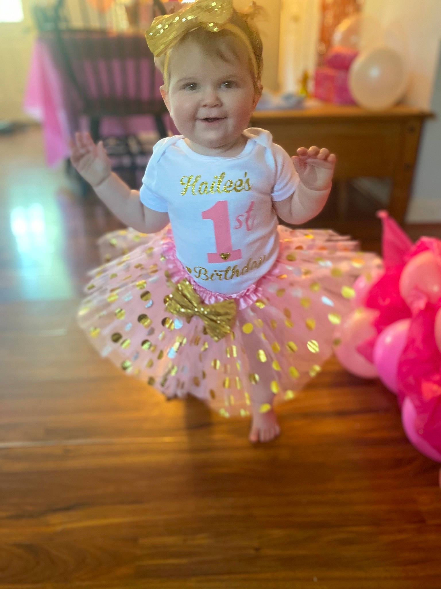 Hailee joined the competition — help win amazing prizes! baby, baby_toddler_clothing, child, dance, dress, entertainment, event, facial_expression, flooring, fun, happy, hat, joy, magenta, party_supply, performing_arts, person, pink, purple, smile