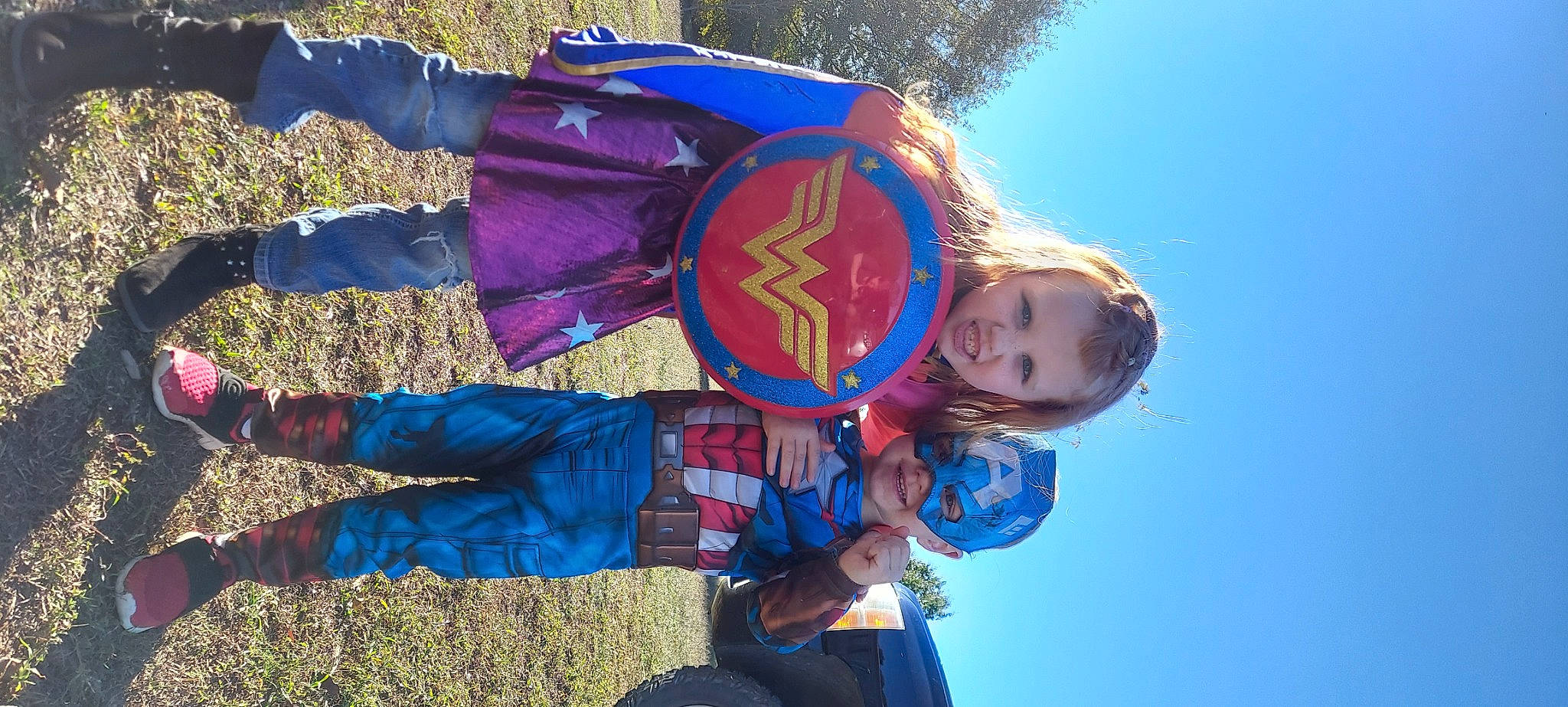 Natalie is registered to the contest to win money with this photo: baby, blue, child, cloud, costume, electric_blue, fictional_character, fun, happy, headwear, joy, leisure, person, plant, play, recreation, sky, toddler, travel, tree