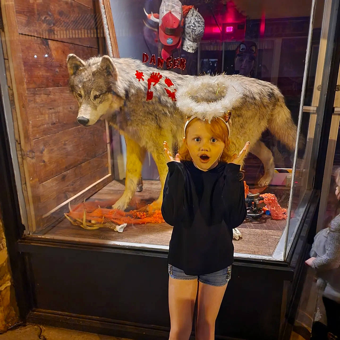 Natalie joined the competition — help win amazing prizes! art, bear, brown_bear, canidae, canis, display_case, fawn, flooring, fox, fun, fur, person, room, surprise, tail, tourist_attraction, visual_arts, wildlife, wolf