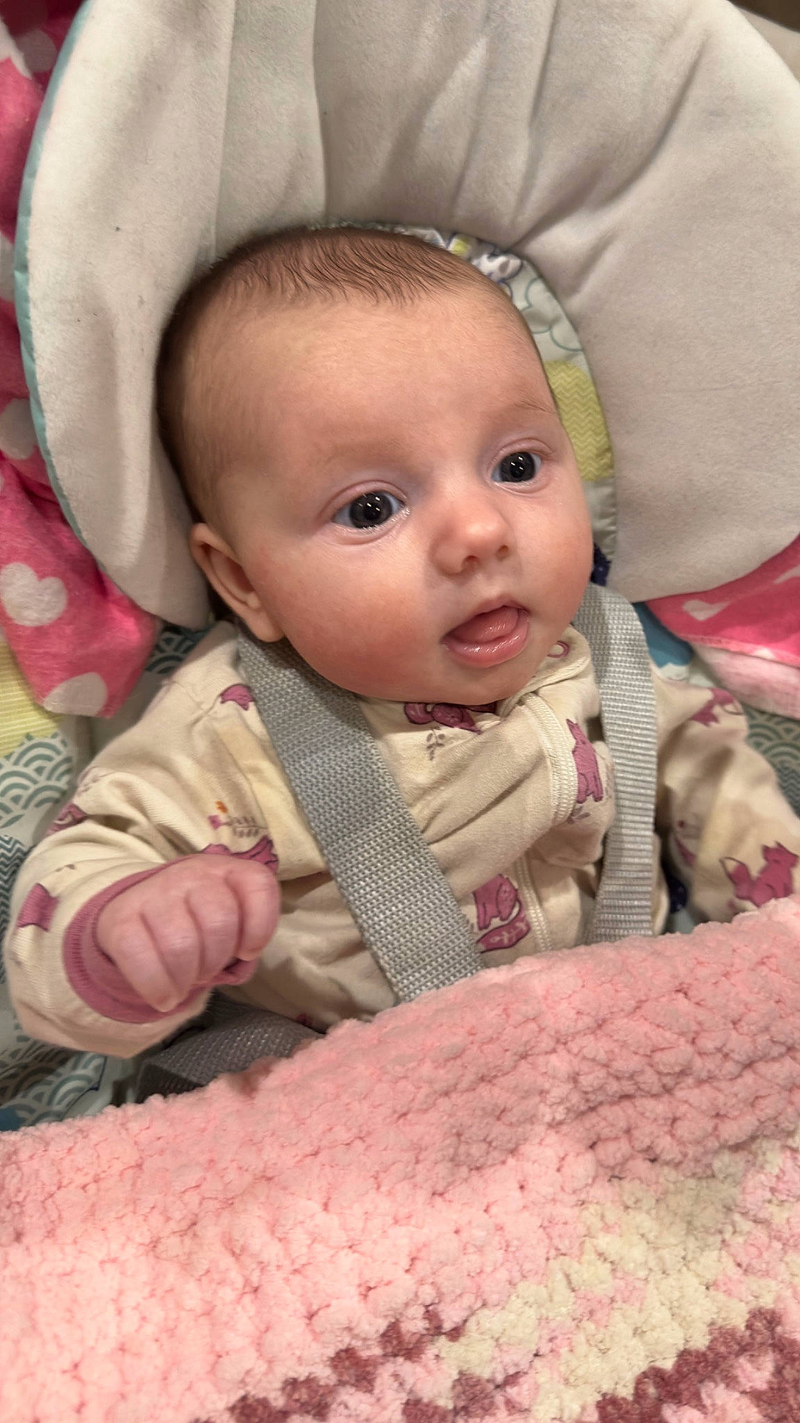 Alita joined the competition — help win amazing prizes! baby, baby_products, baby_safety, baby_toddler_clothing, cheek, child, chin, comfort, eye, face, head, iris, linens, lip, nose, person, pink, skin, sleeve, textile