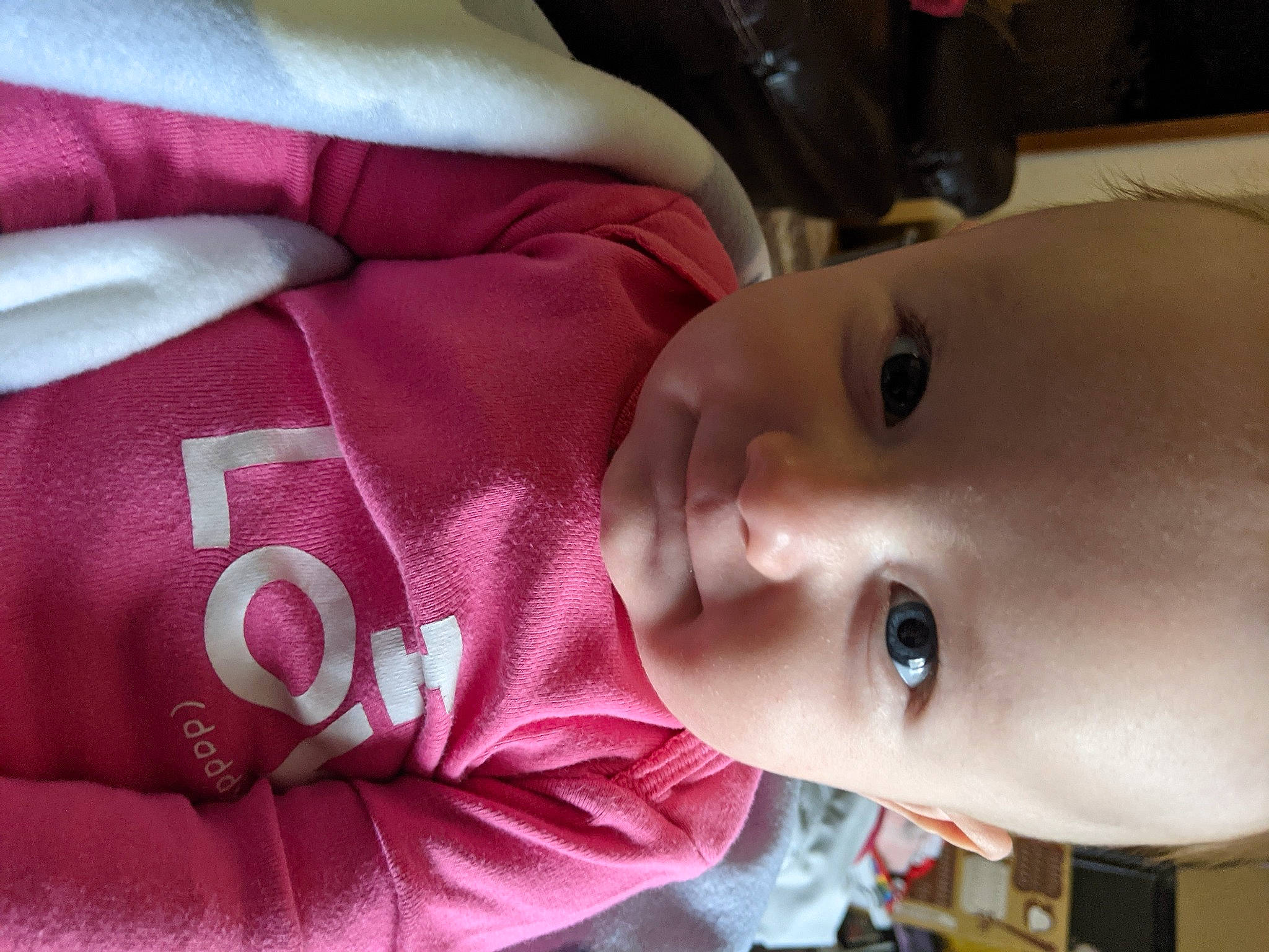 Cora joined the competition — help win amazing prizes! baby, baby_products, baby_toddler_clothing, carmine, cheek, child, chin, comfort, eyebrow, eyelash, happy, lip, magenta, mouth, nose, person, pink, skin, sleeve, smile
