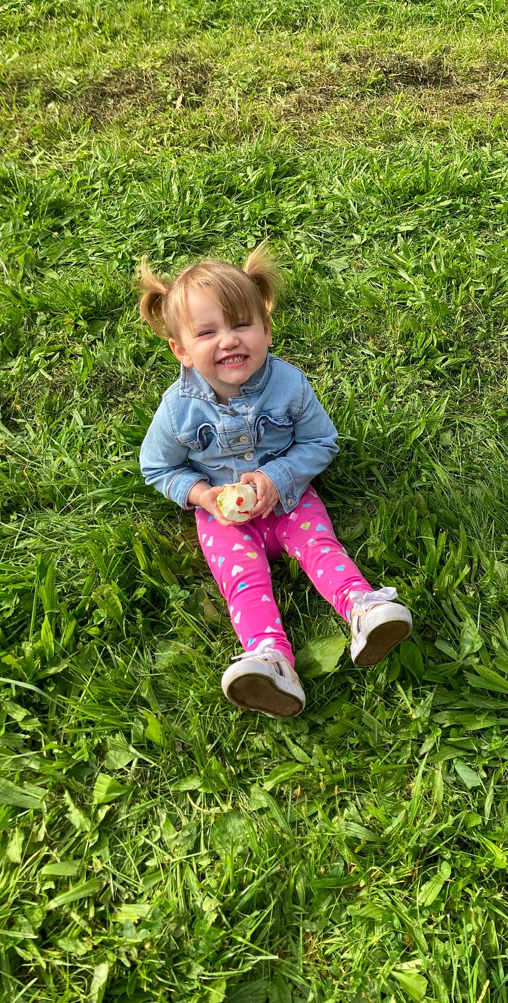Nicole joined the competition — help win amazing prizes! baby_toddler_clothing, botany, child, fun, garden, grass, grassland, groundcover, happy, joy, magenta, meadow, natural_landscape, people_in_nature, person, plant, prairie, shrub, sitting, smile