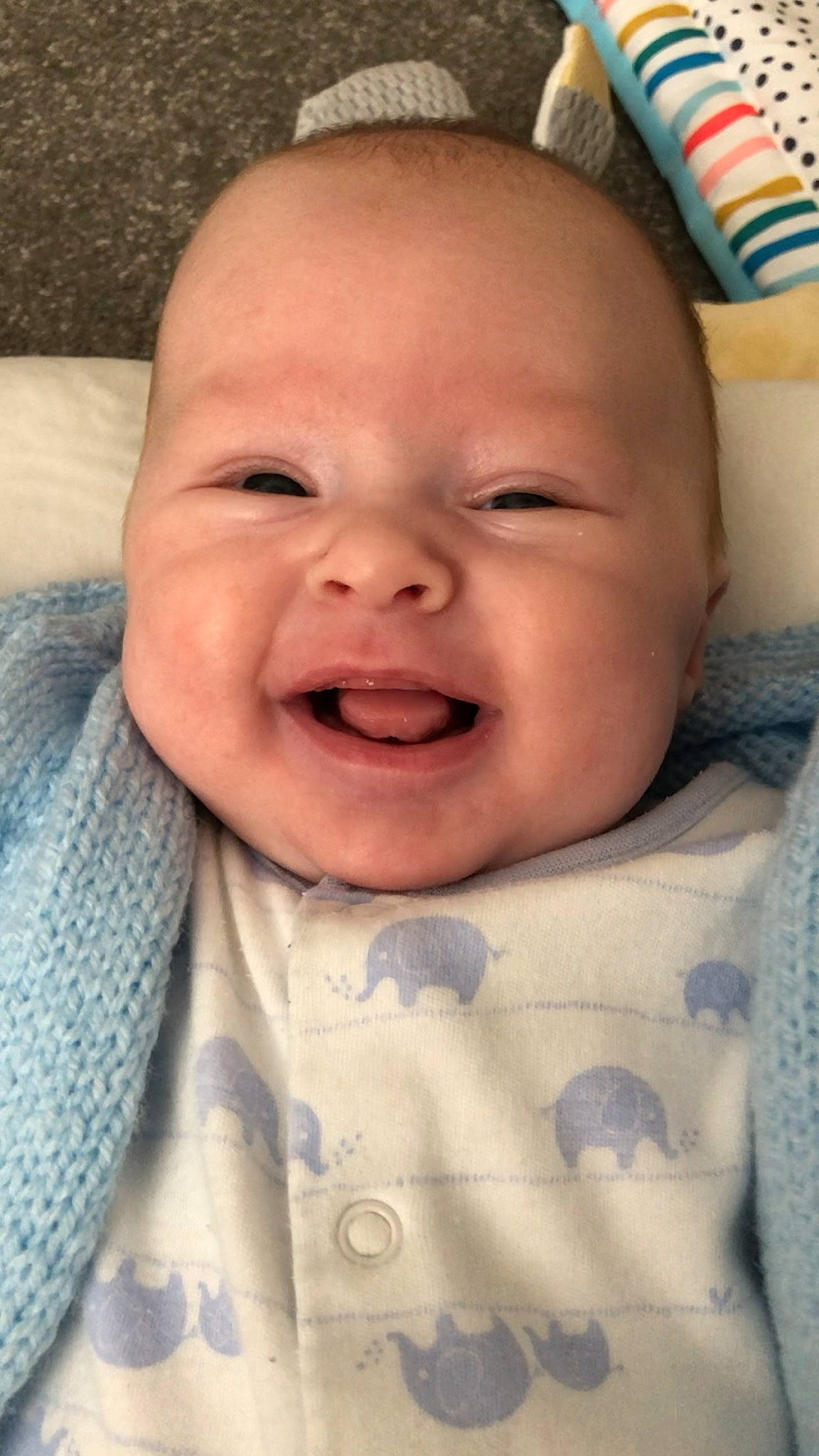 Kian joined the competition — help win amazing prizes! baby, baby_laughing, baby_toddler_clothing, cheek, child, comfort, eye, eyebrow, happy, head, iris, lip, mouth, nose, person, skin, sleeve, smile, toddler, tooth