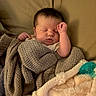 Lillian is registered to the contest to win money with this photo: baby, sleeping, blanket, cozy, infant, face, hand, soft, comfort, rest, child, cute, wrapped, indoors, warm, peaceful, portrait, newborn, pacifier, fabric