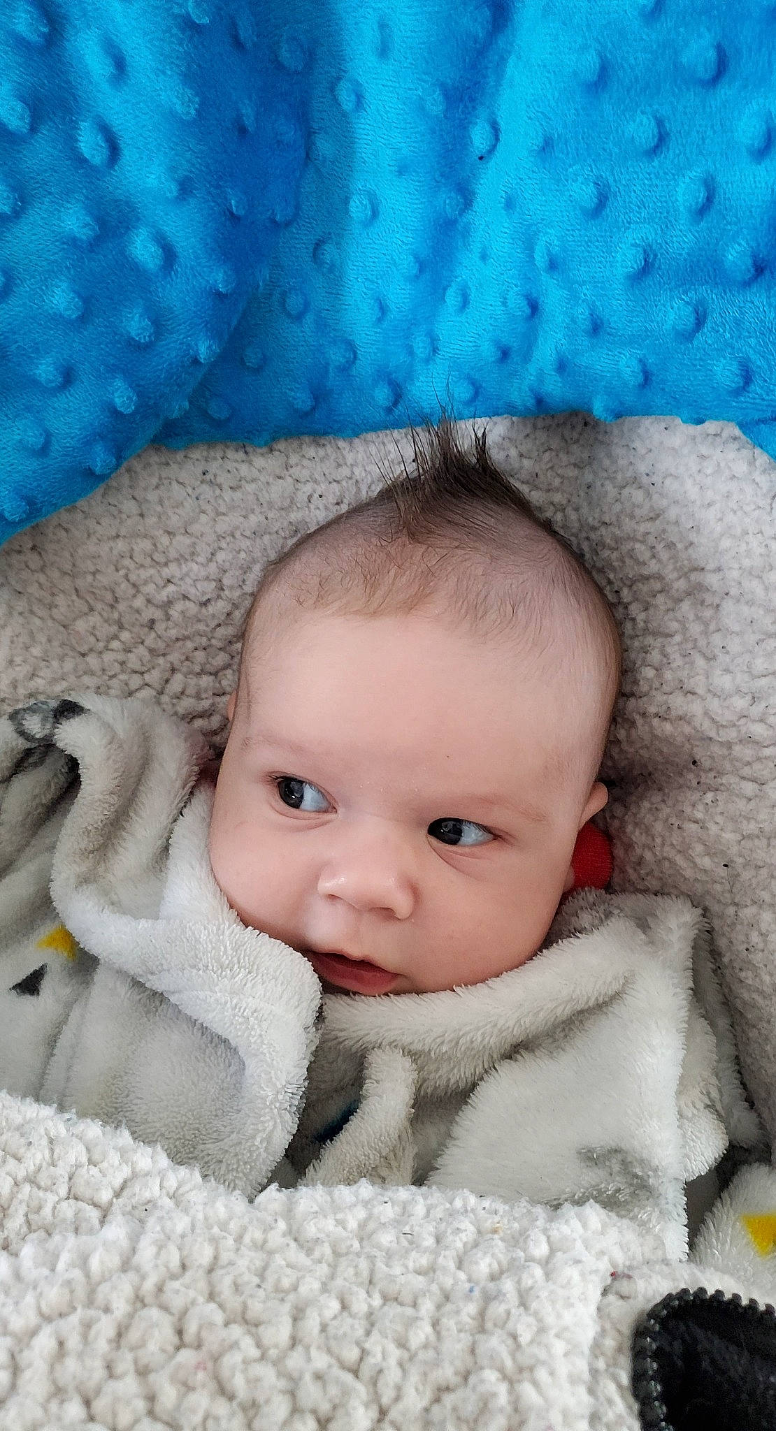 Emryck a rejoint le concours — aidez-le/la à gagner de superbes lots ! azure, baby, baby_toddler_clothing, blue, cap, cheek, chin, comfort, eyebrow, face, green, headgear, iris, nose, organ, person, photograph, pink, skin, textile