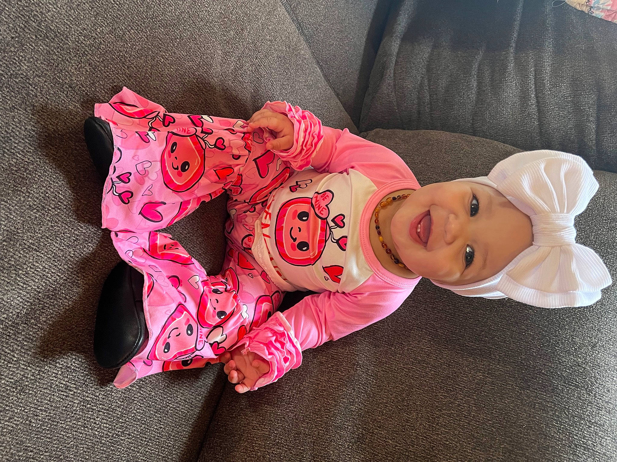 Gracelynn joined the competition — help win amazing prizes! baby, baby_products, baby_sleeping, baby_toddler_clothing, carmine, child, clothing, comfort, fictional_character, happy, hat, headgear, headwear, linens, magenta, nightwear, pattern, person, pink, sleeve