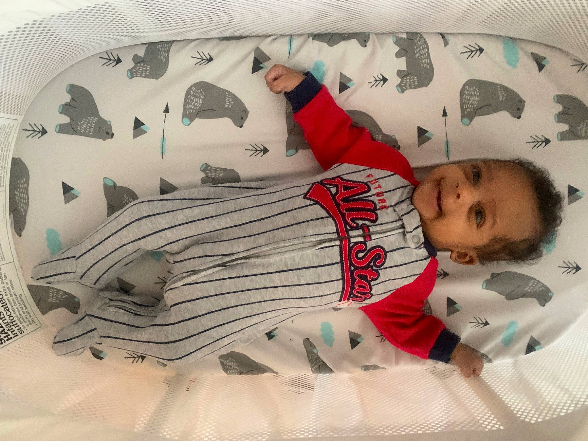 Mariah joined the competition — help win amazing prizes! baby, baby_products, baby_sleeping, baby_toddler_clothing, bed, bedding, carmine, child, comfort, happy, joy, lap, linens, pattern, person, sleeve, smile, t_shirt, textile, thigh