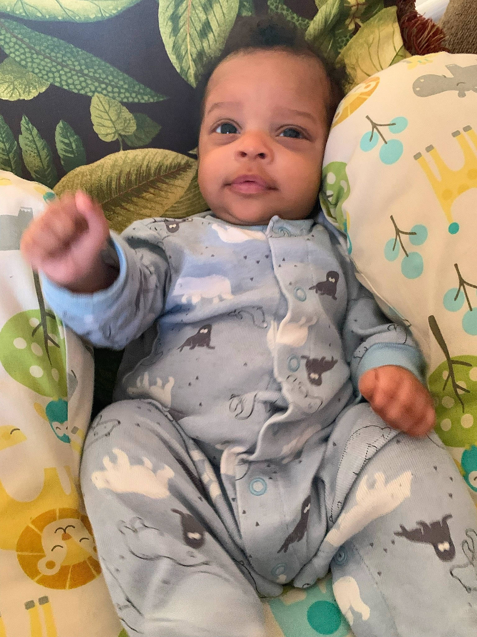 Mariah is registered to the contest to win money with this photo: baby, baby_toddler_clothing, cheek, comfort, eye, facial_expression, finger, green, hairstyle, happy, head, mouth, nose, person, photograph, skin, sleeve, smile, textile, toddler