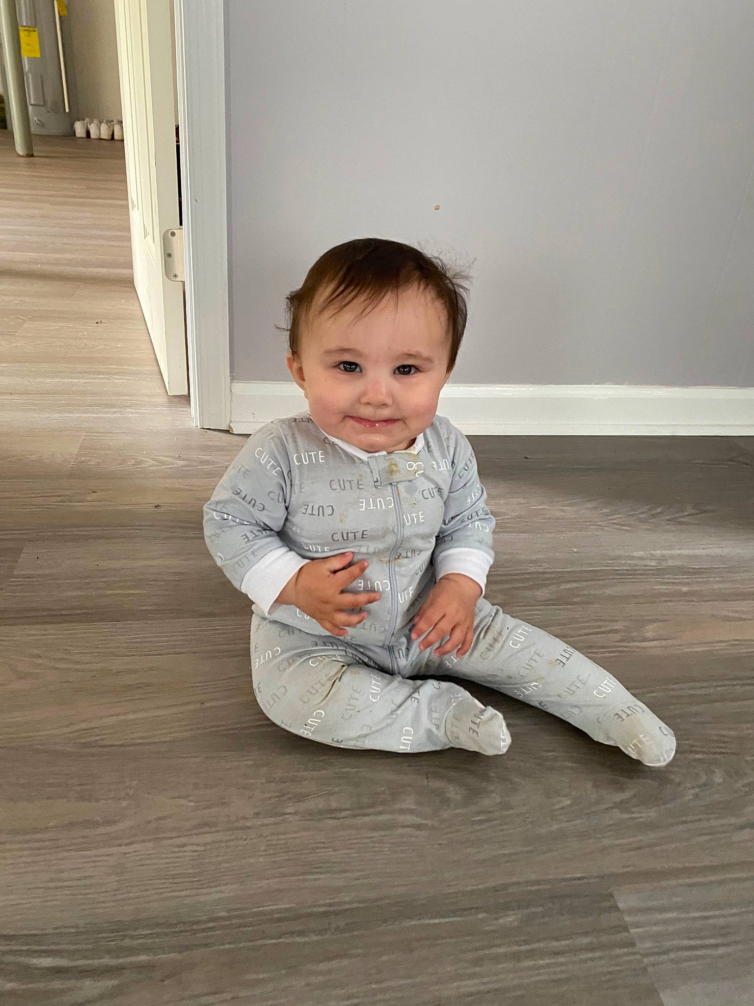 Octavia joined the competition — help win amazing prizes! baby, baby_toddler_clothing, child, comfort, eye, face, floor, flooring, happy, hardwood, head, joy, laminate_flooring, person, sleeve, smile, standing, toddler, varnish, wood