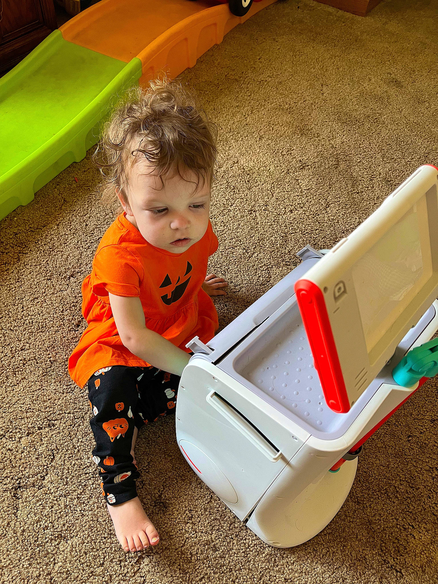 Lilly joined the competition — help win amazing prizes! baby, baby_products, baby_toddler_clothing, box, child, chute, flooring, fun, grass, leisure, outdoor_play_equipment, person, play, playground, recreation, sitting, t_shirt, toddler, tool, wood