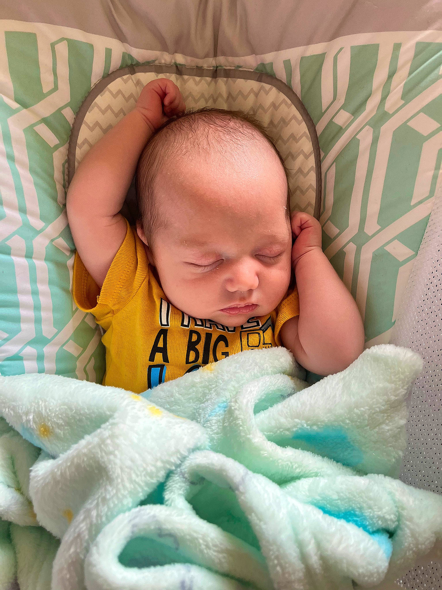 Blake joined the competition — help win amazing prizes! baby, baby_products, baby_sleeping, baby_toddler_clothing, bedding, bedtime, blanket, cheek, child, comfort, face, happy, linens, nap, pattern, person, room, sitting, skin, textile