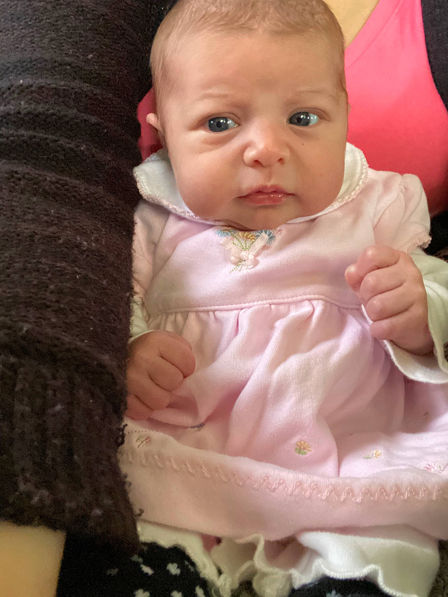 Josephine Mahala joined the competition — help win amazing prizes! baby, cheek, child, dress, eye, face, head, iris, lip, mouth, nose, person, pink, product, skin, smile, textile, toddler