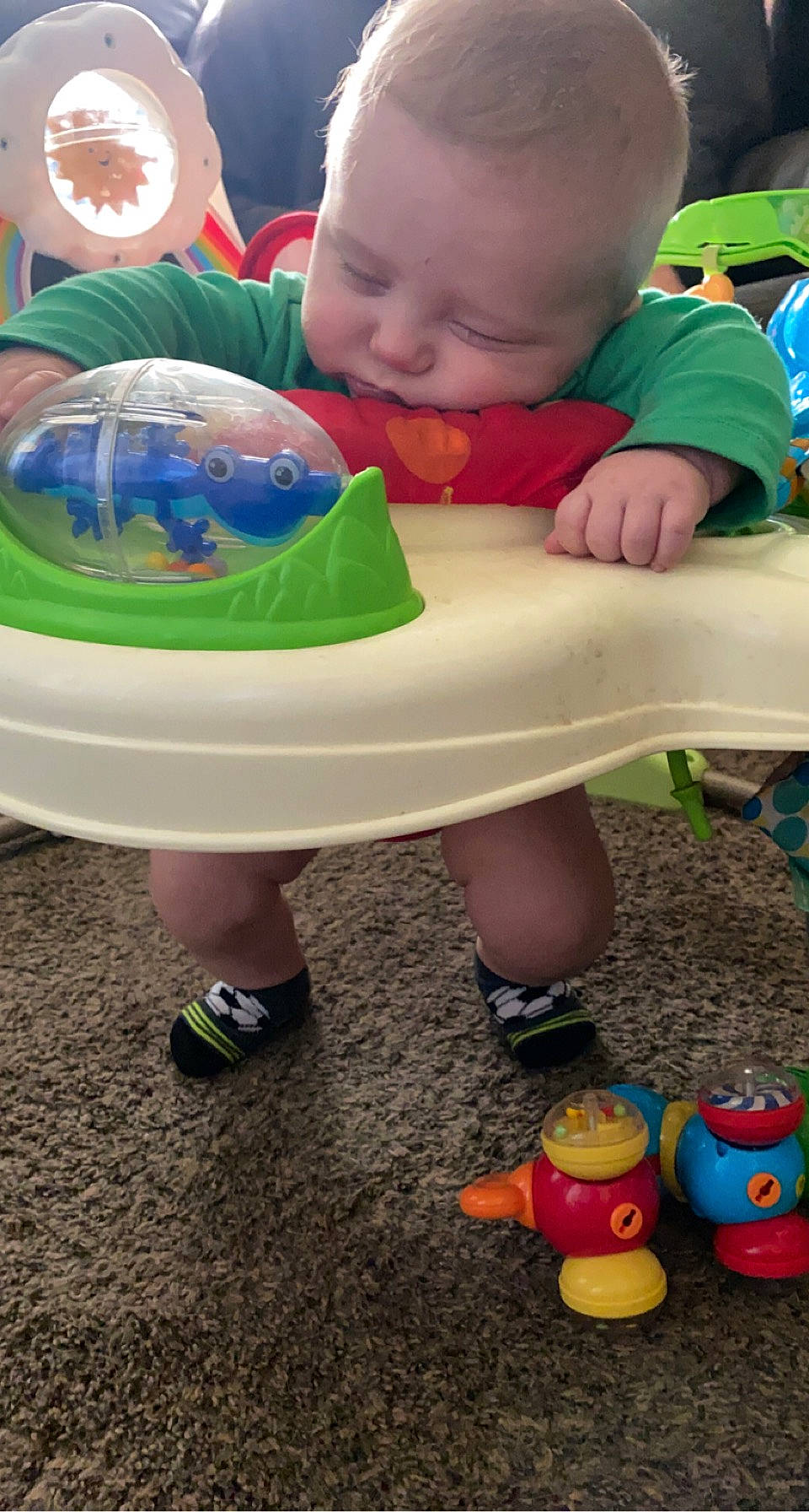 Briley joined the competition — help win amazing prizes! baby, baby_playing_with_toys, baby_toddler_clothing, blue, child, fun, grass, green, happy, leisure, mammal, people, person, photograph, play, product, snapshot, summer, toddler, toy