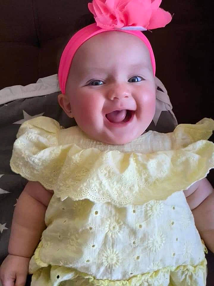 Harlow joined the competition — help win amazing prizes! baby, baby_products, baby_toddler_clothing, cap, cheek, child, costume_hat, event, happy, headband, headpiece, iris, peach, person, pink, product, skin, sleeve, smile, toddler