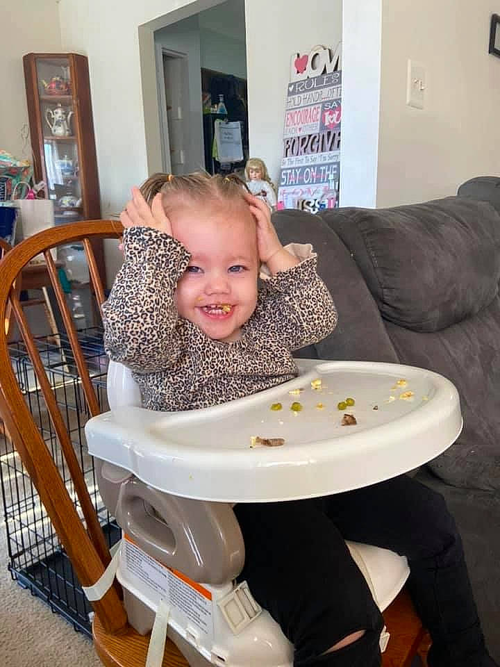 Elle joined the competition — help win amazing prizes! baby_products, blurred, chair, child, furniture, joy, person, product, sitting, table, toddler