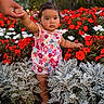 Avery joined the competition — help win amazing prizes! adult_hand, baby, barefoot, child, colorful, dress, facial_expression, floral_clothing, flowers, garden, holding_hands, nature, outdoor, photography, plants, portrait, red_flowers, standing, toddler, white_flowers