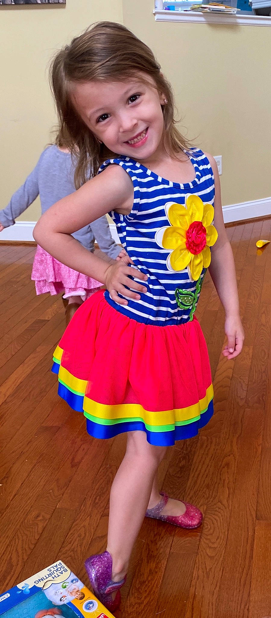 Karoline is registered to the contest to win money with this photo: child, clothing, costume, dress, joy, person, toddler