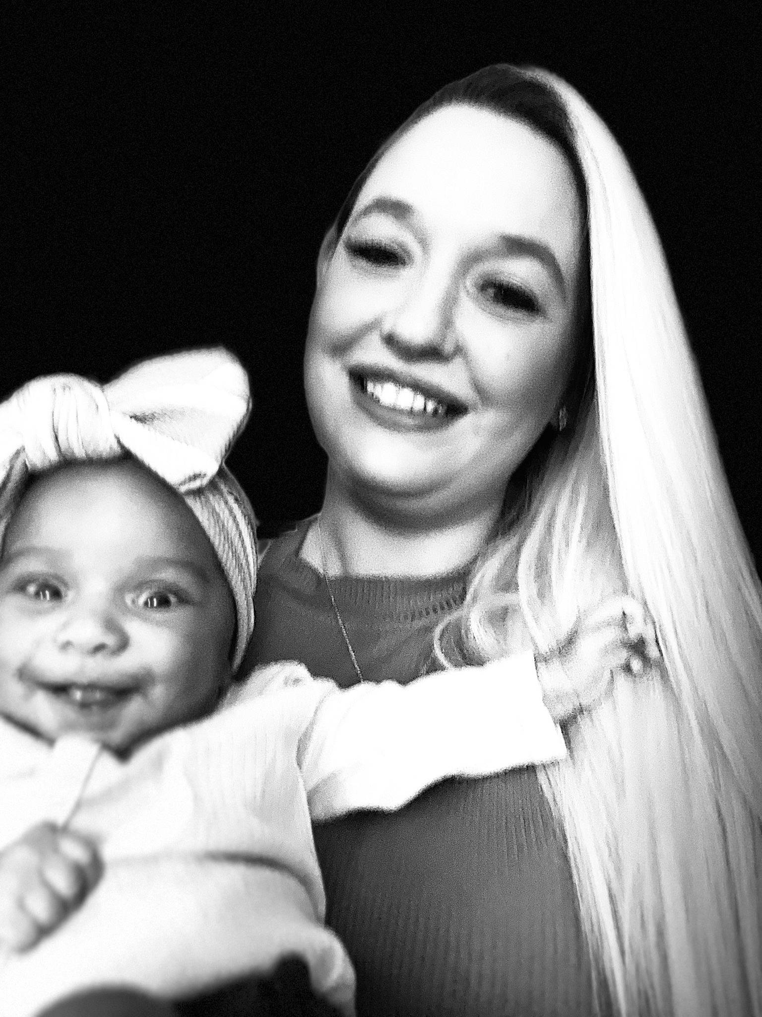 Genevieve joined the competition — help win amazing prizes! baby, baby_toddler_clothing, beauty, black, black_and_white, eyebrow, facial_expression, finger, flash_photography, gesture, happy, iris, joy, makeover, monochrome, monochrome_photography, person, photograph, skin, smile