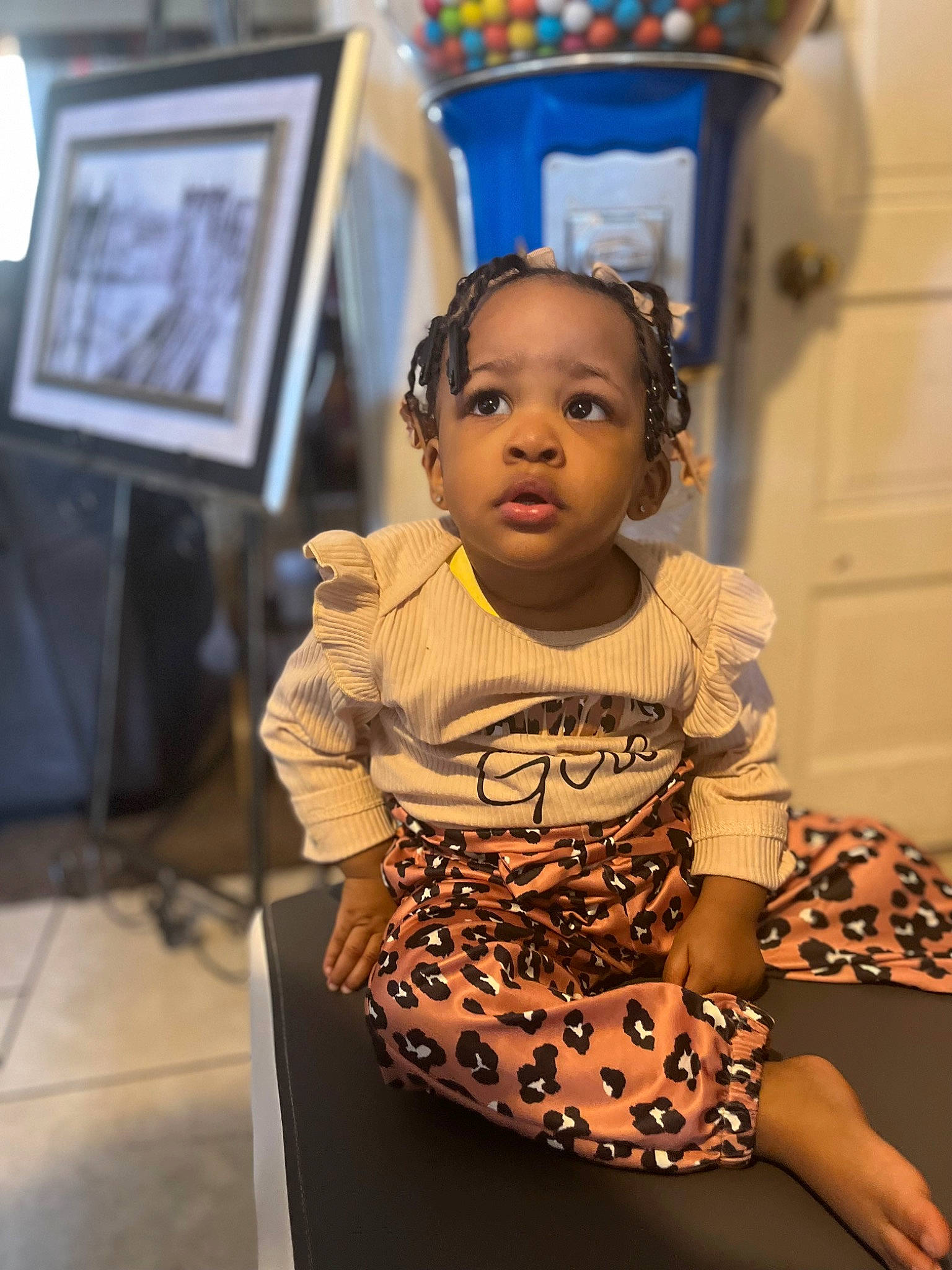 Teana joined the competition — help win amazing prizes! baby_toddler_clothing, blue, cheek, child, eyewear, fashion_accessory, fashion_design, flash_photography, flooring, fun, happy, jewellery, pattern, person, picture_frame, room, sitting, sleeve, t_shirt, toddler