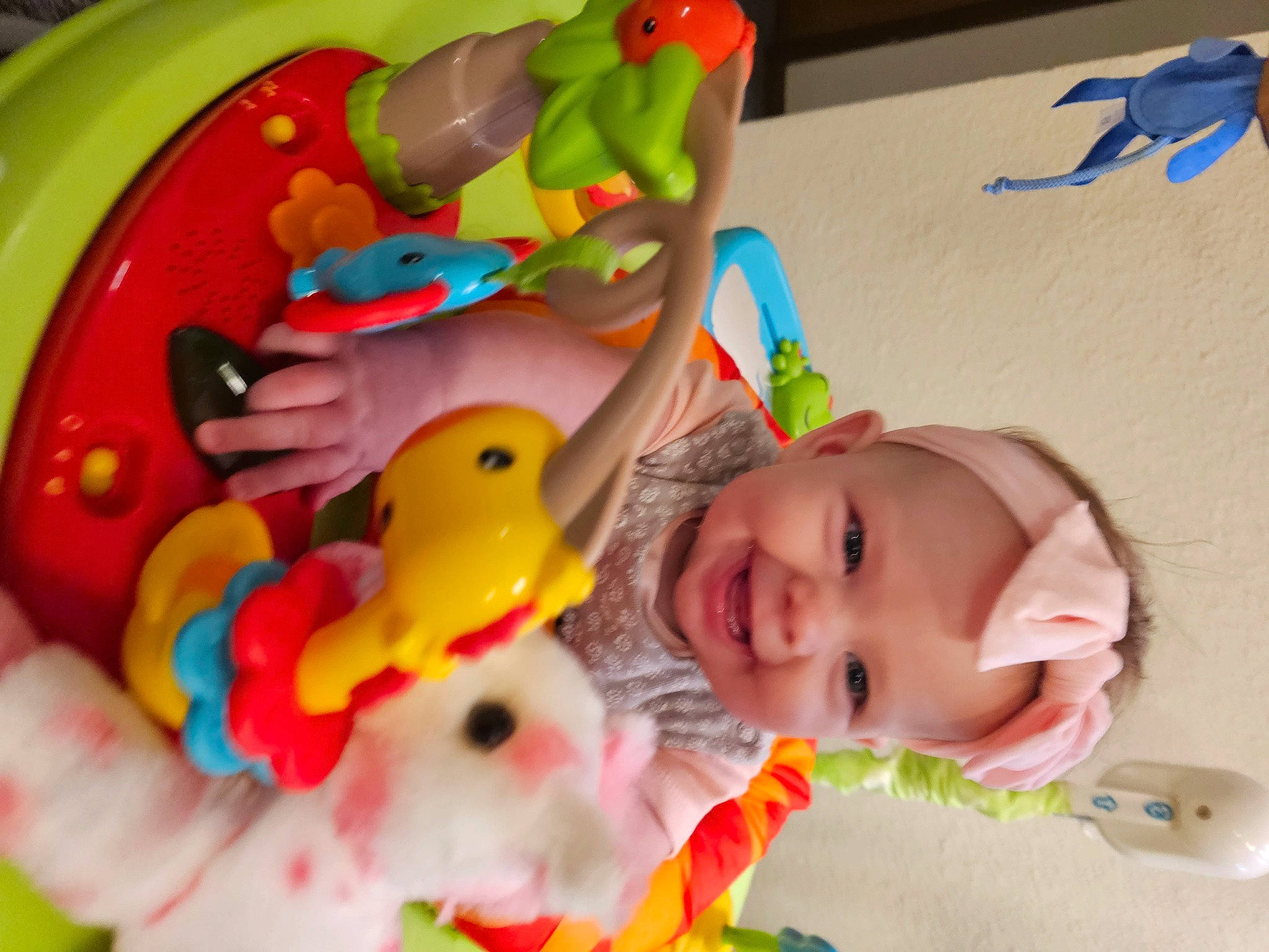 Kinsley joined the competition — help win amazing prizes! baby, baby_laughing, baby_playing_with_toys, baby_products, baby_toddler_clothing, baby_toys, child, fun, happy, joy, leisure, person, pink, plastic, play, recreation, room, smile, sweetness, toddler