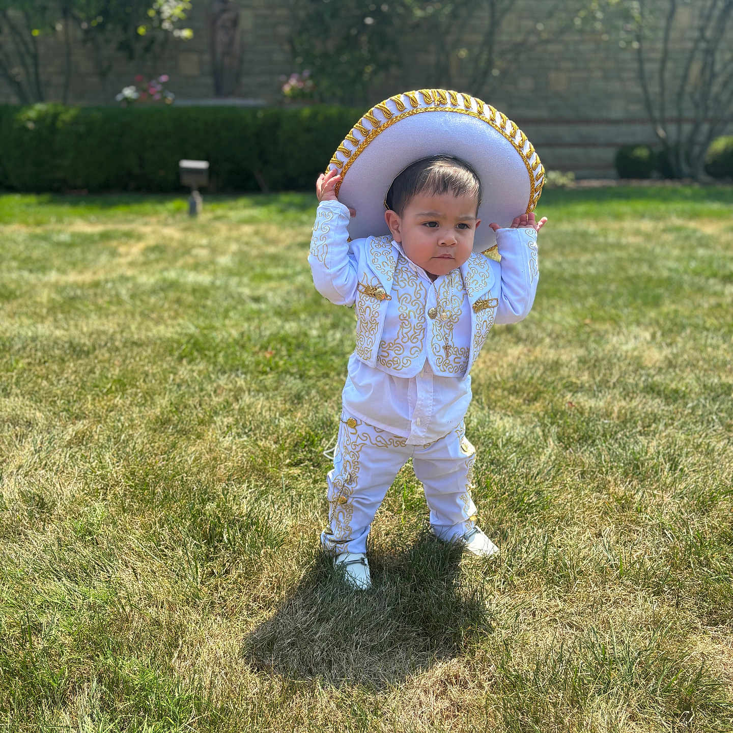 Michael joined the competition — help win amazing prizes! baby, bonnet, clothing, face, footwear, grass, hat, head, lawn, nature, outdoors, pants, park, person, photography, plant, portrait, shoe, sunhat, yard