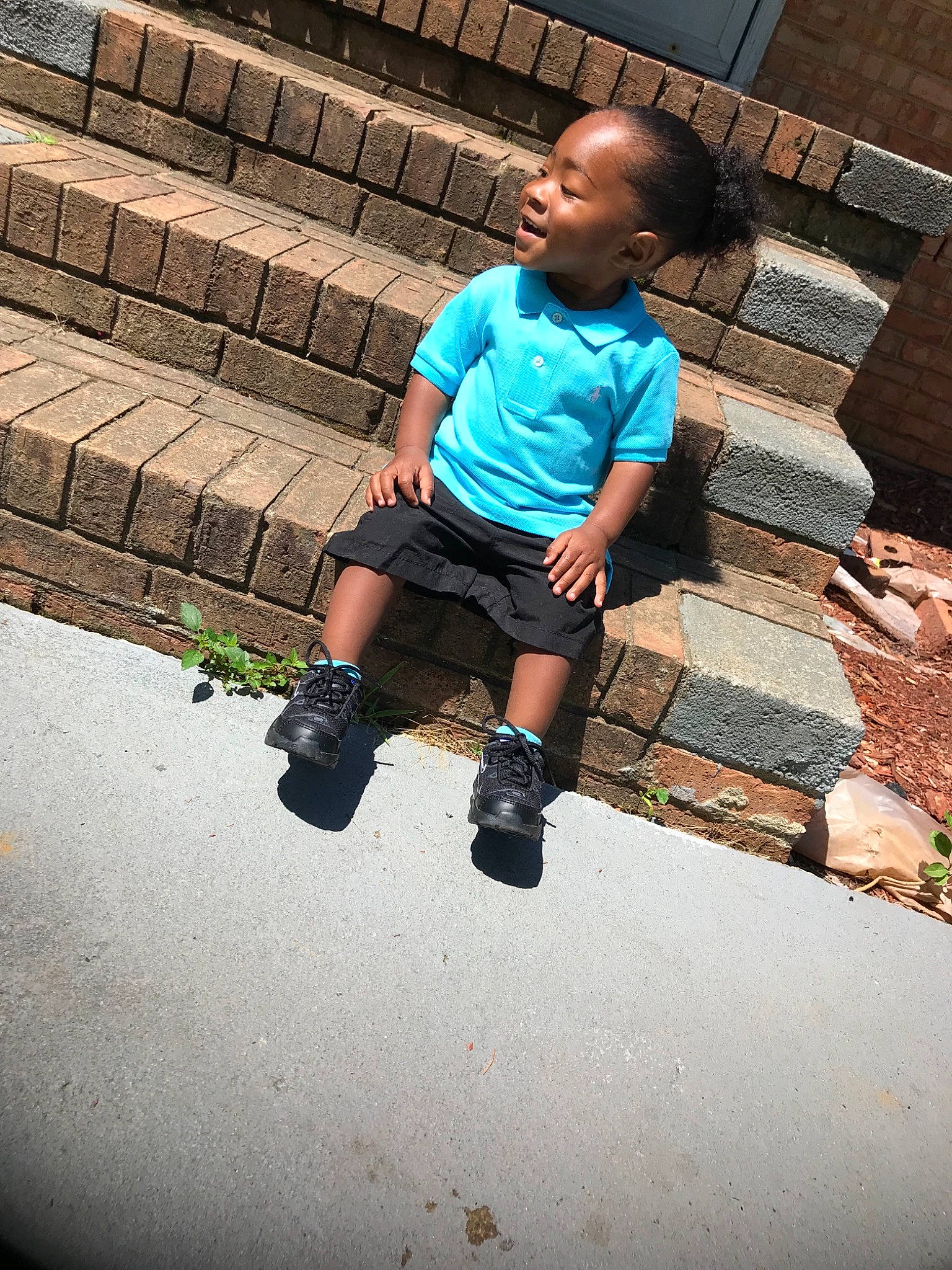 Tyjah joined the competition — help win amazing prizes! blue, child, footwear, fun, joint, knee, leg, leisure, male, person, play, recreation, shoe, t_shirt, thigh, toddler, vacation