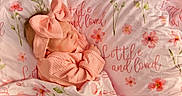 Amara is registered to the contest to win money with this photo: baby, newborn, sleeping, pink, bow, headband, blanket, floral, flower, soft, cozy, infant, cute, peaceful, child, bed, rest, adorable, portrait, warm