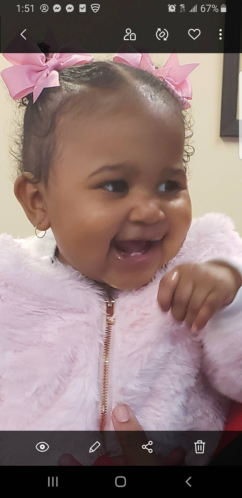 Jalani-rose Smith joined the competition — help win amazing prizes! baby, cheek, child, eye, eyebrow, face, facial_expression, forehead, hair_accessory, happy, head, headband, headgear, headpiece, lip, nose, person, pink, skin, smile
