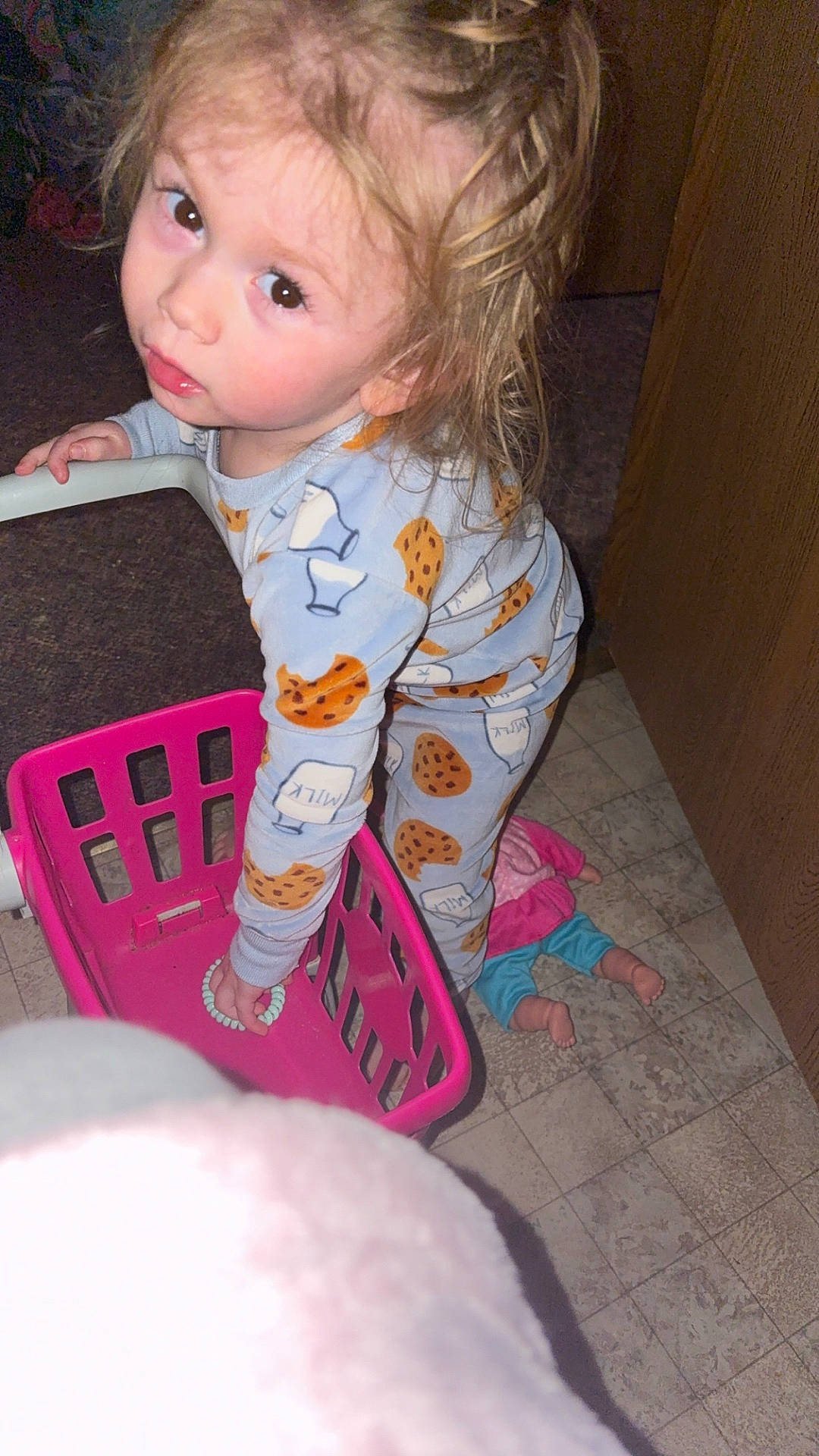 Wynter is registered to the contest to win money with this photo: baby, basket, bed, blanket, clothing, crib, door, face, furniture, head, homedecor, infantbed, laundry, longsleeve, pajamas, person, photography, portrait, shoppingbasket, sleeve