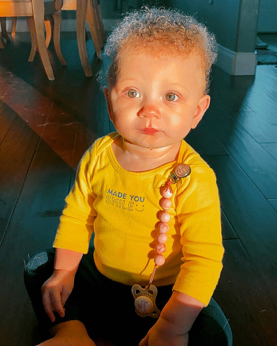Marli joined the competition — help win amazing prizes! cheek, child, person, sitting, skin, standing, toddler, yellow