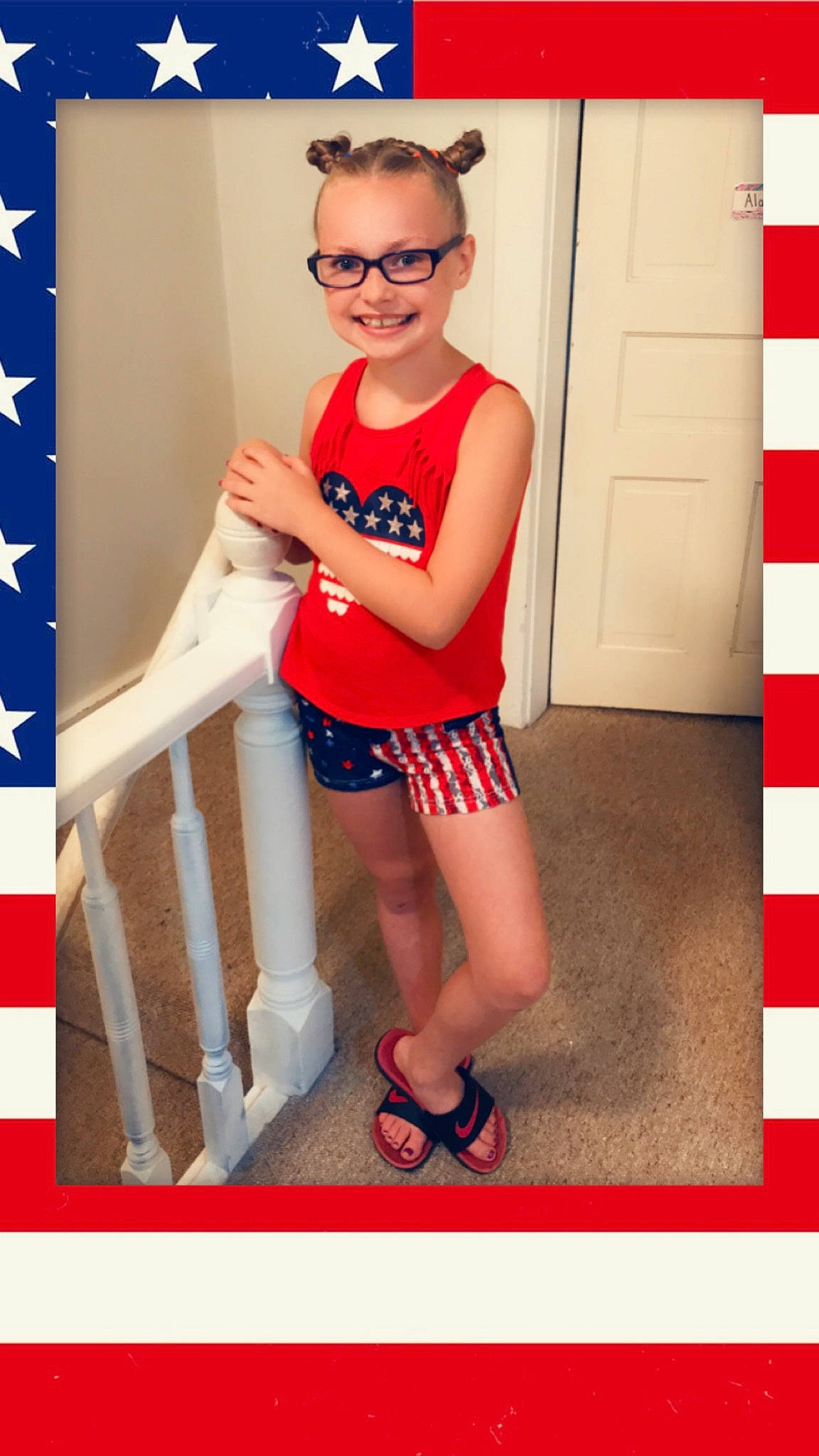 Alannah joined the competition — help win amazing prizes! eyewear, footwear, joint, joy, knee, leg, orange, person, red, shoe, shorts, shoulder, sleeve, smile, sportswear, street_fashion, sunglasses, t_shirt, thigh, trunk