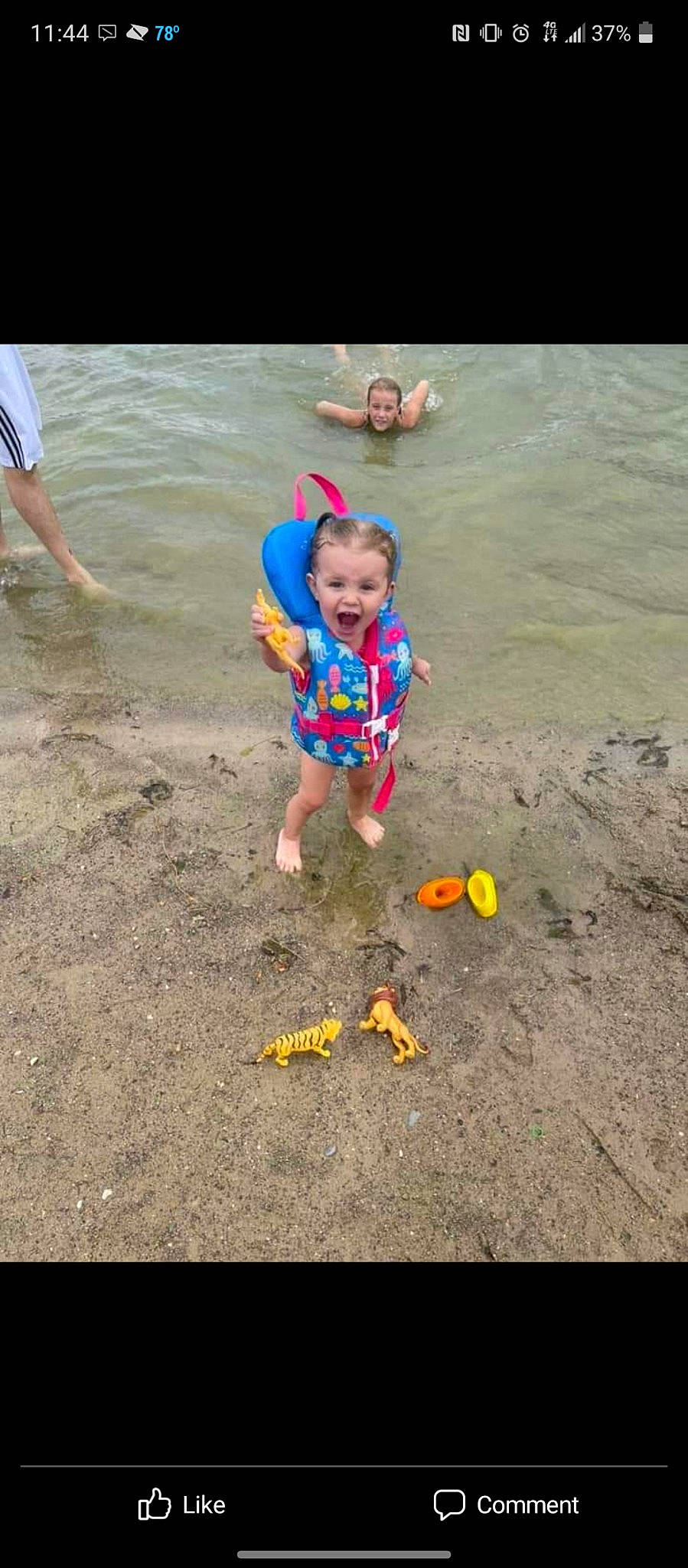 Ariah joined the competition — help win amazing prizes! asphalt, beach, child, coast, fun, grass, happy, landscape, leisure, ocean, people_in_nature, person, play, recreation, sand, shore, soil, t_shirt, toddler, tree
