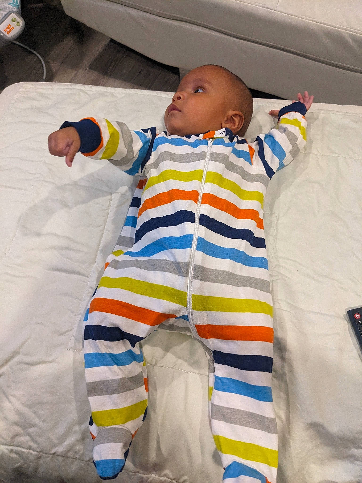 Devon joined the competition — help win amazing prizes! baby, baby_products, baby_safety, baby_sleeping, baby_toddler_clothing, bed_sheet, bedding, bedtime, child, comfort, fun, hospital_bed, linens, pattern, person, room, sleeve, t_shirt, textile, toddler