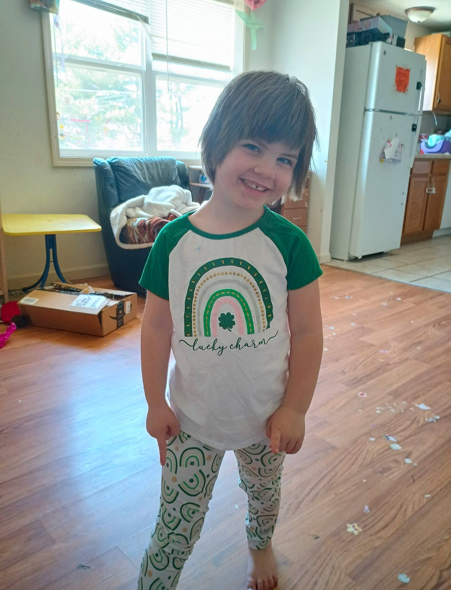 Elizabeth joined the competition — help win amazing prizes! black_hair, cabinetry, eye, face, floor, flooring, happy, hardwood, joint, joy, person, shoulder, skin, sleeve, smile, standing, t_shirt, thigh, toddler, waist