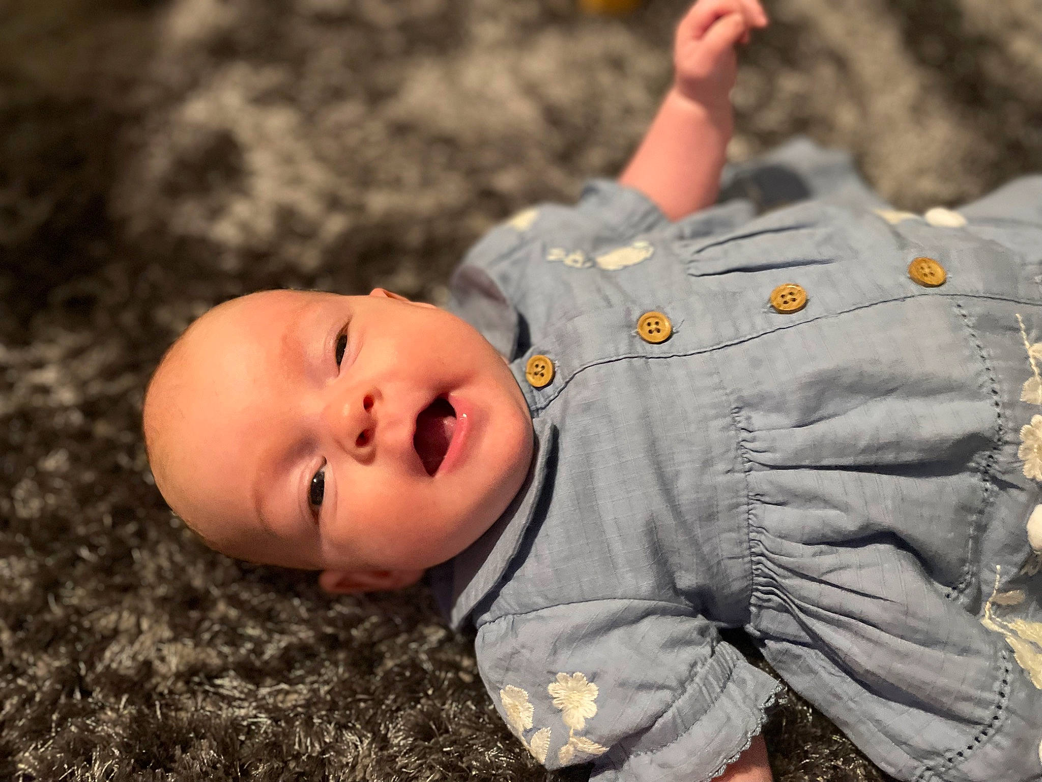 Willow Rae joined the competition — help win amazing prizes! baby, child, denim, eye, face, facial_expression, flash_photography, fun, grass, happy, head, human_body, nose, people_in_nature, person, plant, sitting, smile, toddler, tree