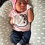 Analaya joined the competition — help win amazing prizes! baby, newborn, sleeping, pink, headband, mittens, hello_kitty, cushion, pattern, clothing, infant, cute, soft, cozy, resting, portrait, indoor, child, toddler, footwear