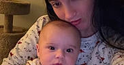 Axel is registered to the contest to win money with this photo: adorable, baby, cat_tree, child, closeup, cuddling, face, family, home, indoors, infant, mother, onesie, pajamas, parent, portrait, selfie, sitting, smiling, warm_lighting