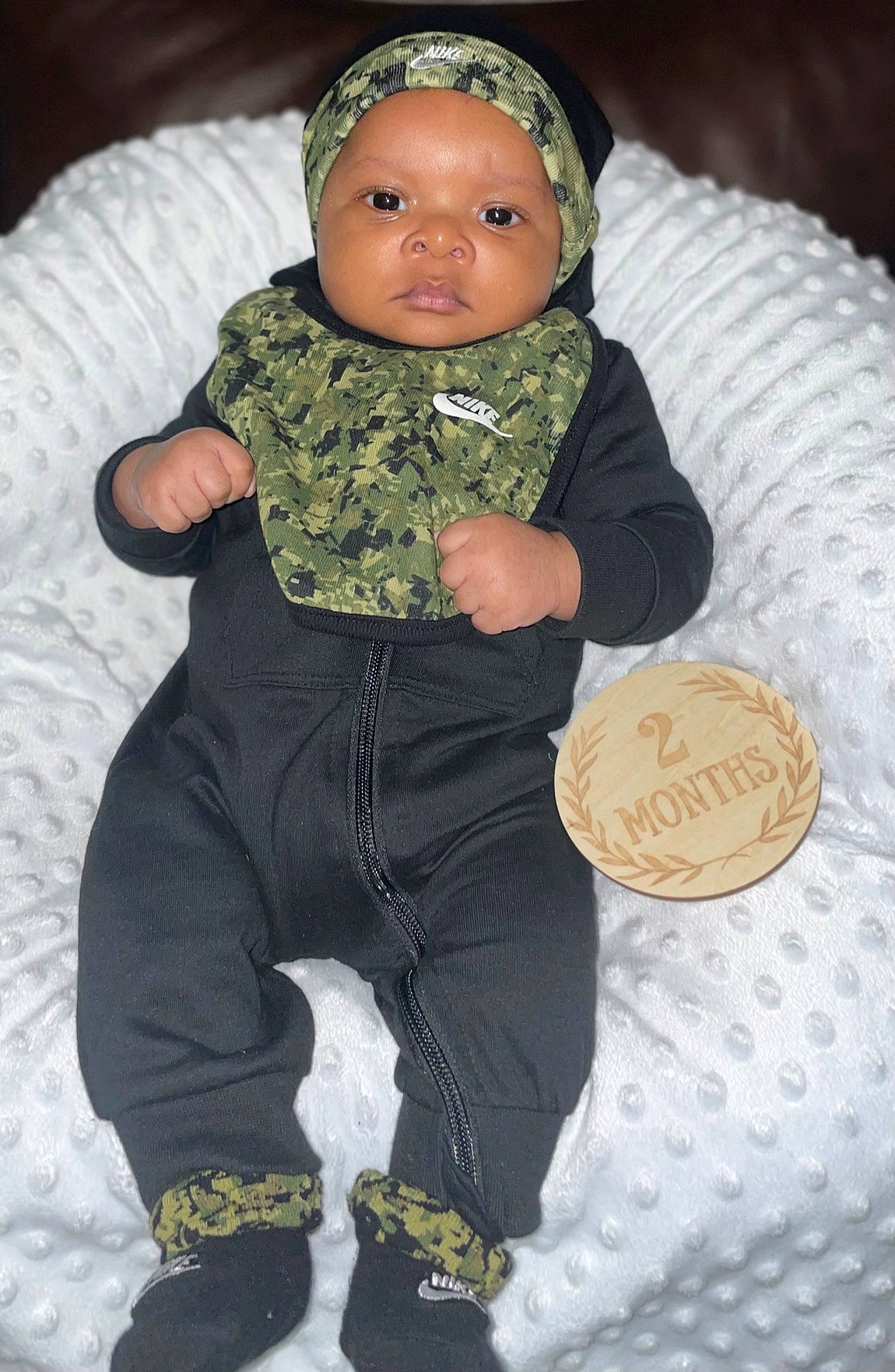 Brysen is registered to the contest to win money with this photo: baby, baby_products, baby_toddler_clothing, beanie, cap, cheek, child, comfort, costume_hat, fashion_accessory, flash_photography, happy, headwear, linens, pattern, person, personal_protective_equipment, portrait_photography, room, sitting