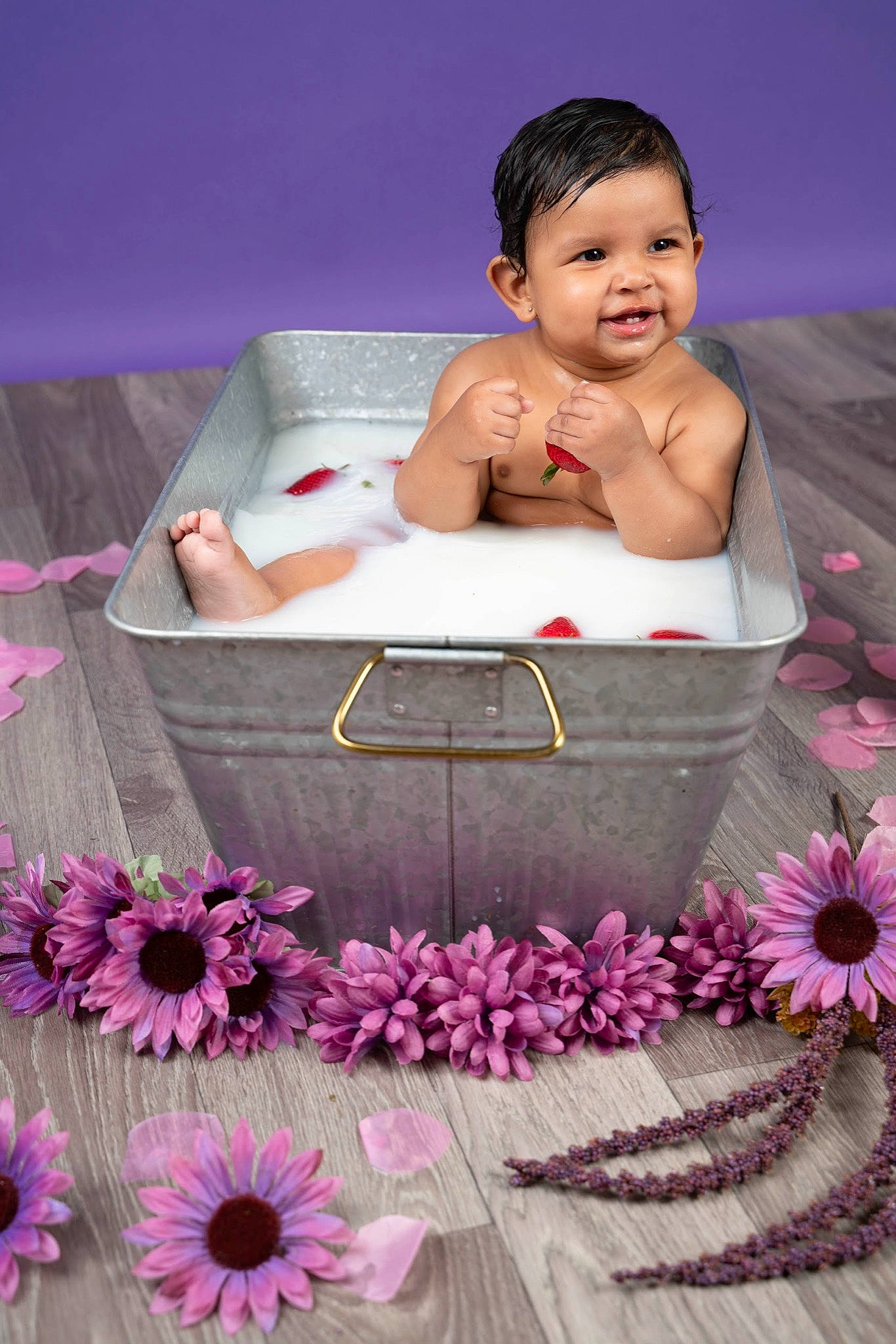 Marianna joined the competition — help win amazing prizes! artificial_flower, baby, bathing, beauty, chest, eyelash, flower, flower_arranging, happy, linens, magenta, pattern, person, petal, photograph, pink, rectangle, smile, textile, toddler