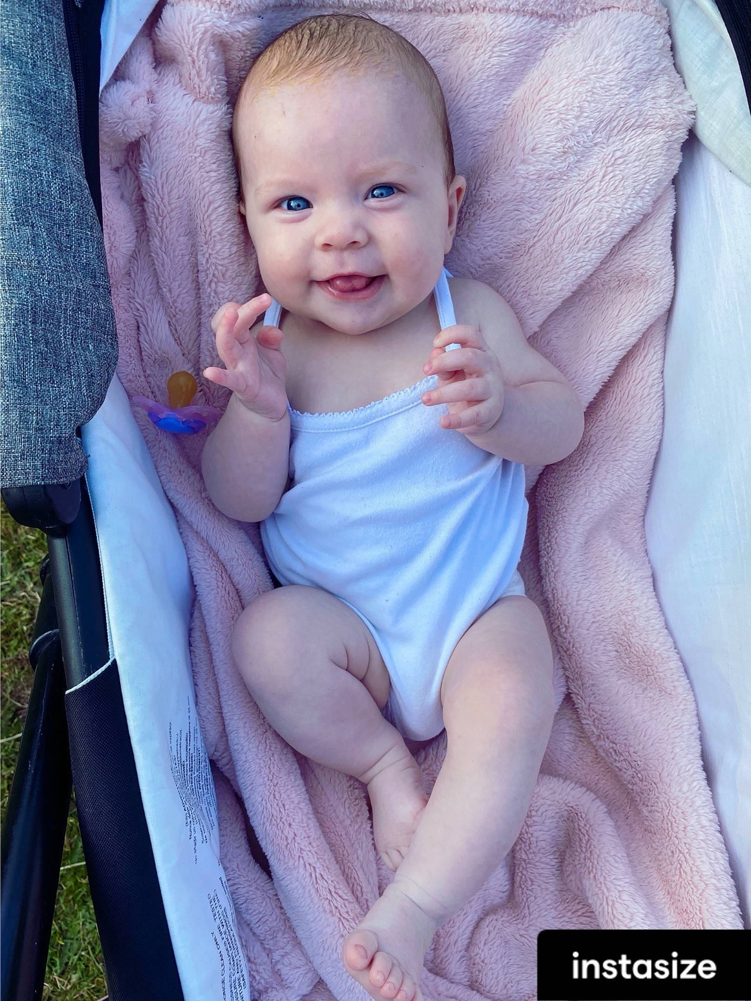 Ruxandra joined the competition — help win amazing prizes! arm, azure, baby, baby_products, baby_toddler_clothing, chair, comfort, electric_blue, face, finger, hand, happy, head, person, pink, product, purple, skin, smile, toddler